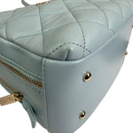 Chanel Light Blue Quilted Lambskin Top Handle Vanity Case 2019