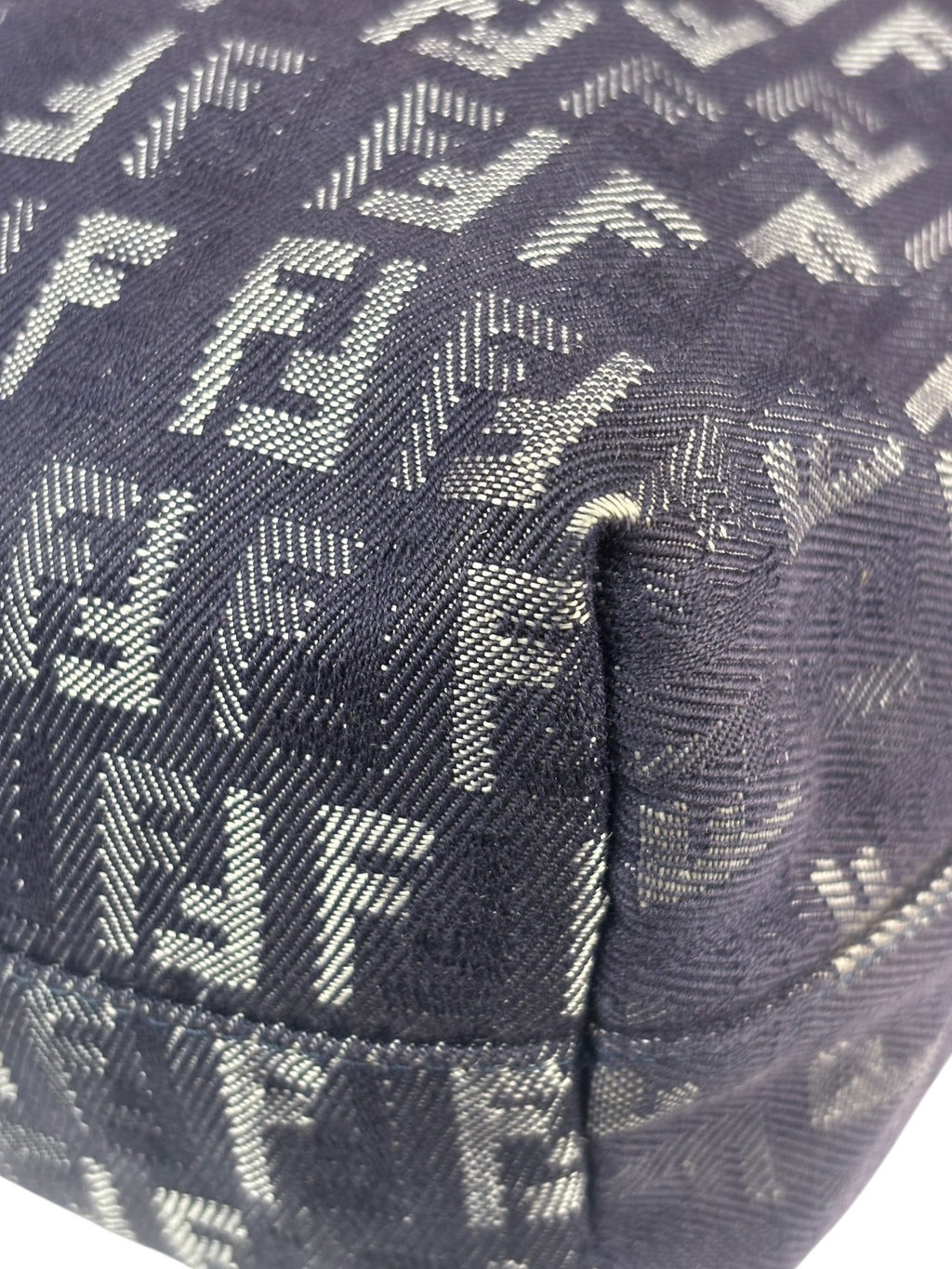Fendi Vintage Purple Denim Roll Zucchino Tote