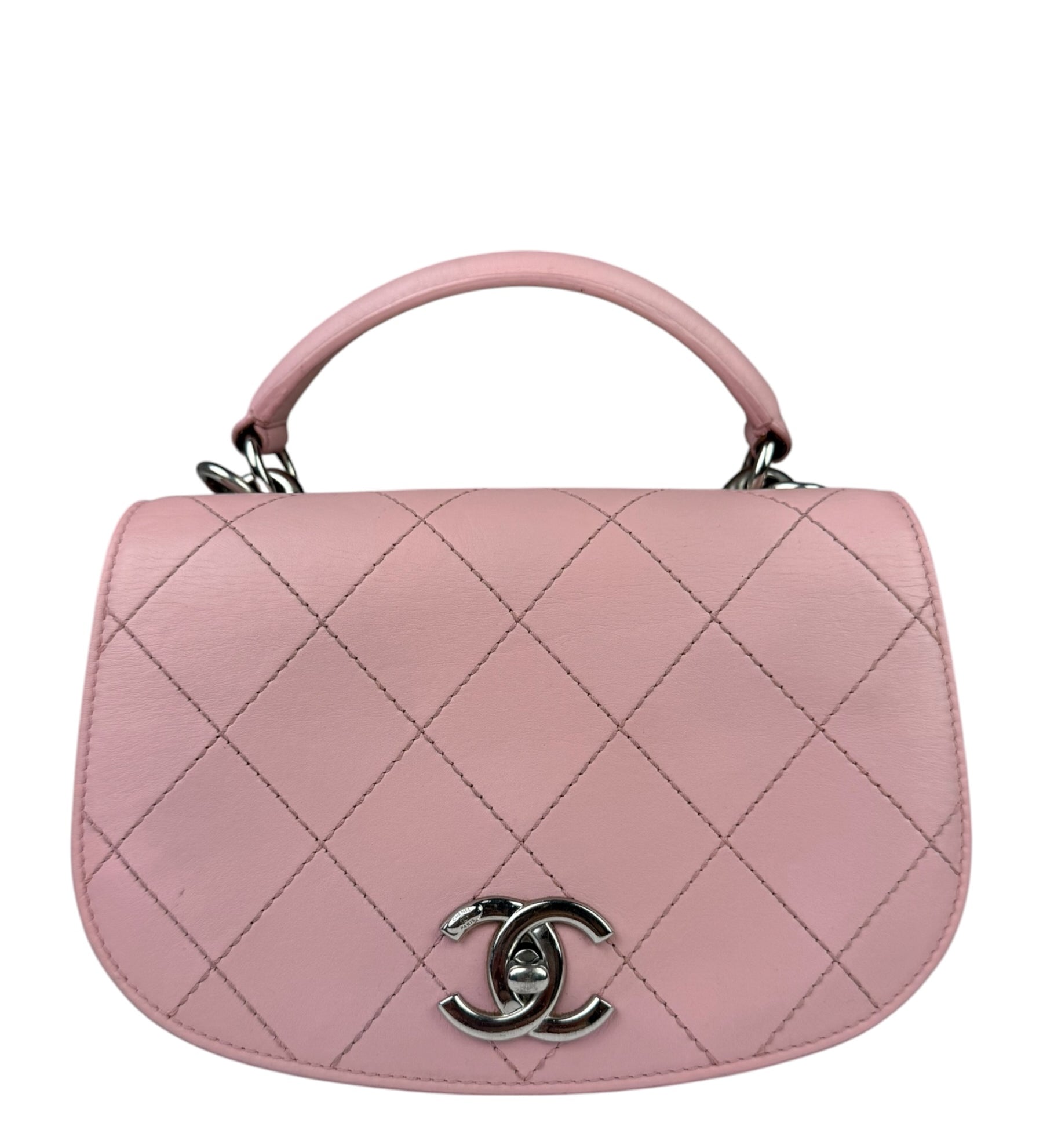 Chanel Pink Stitch Quilt Ring My Bag 2Way Flap 2017
