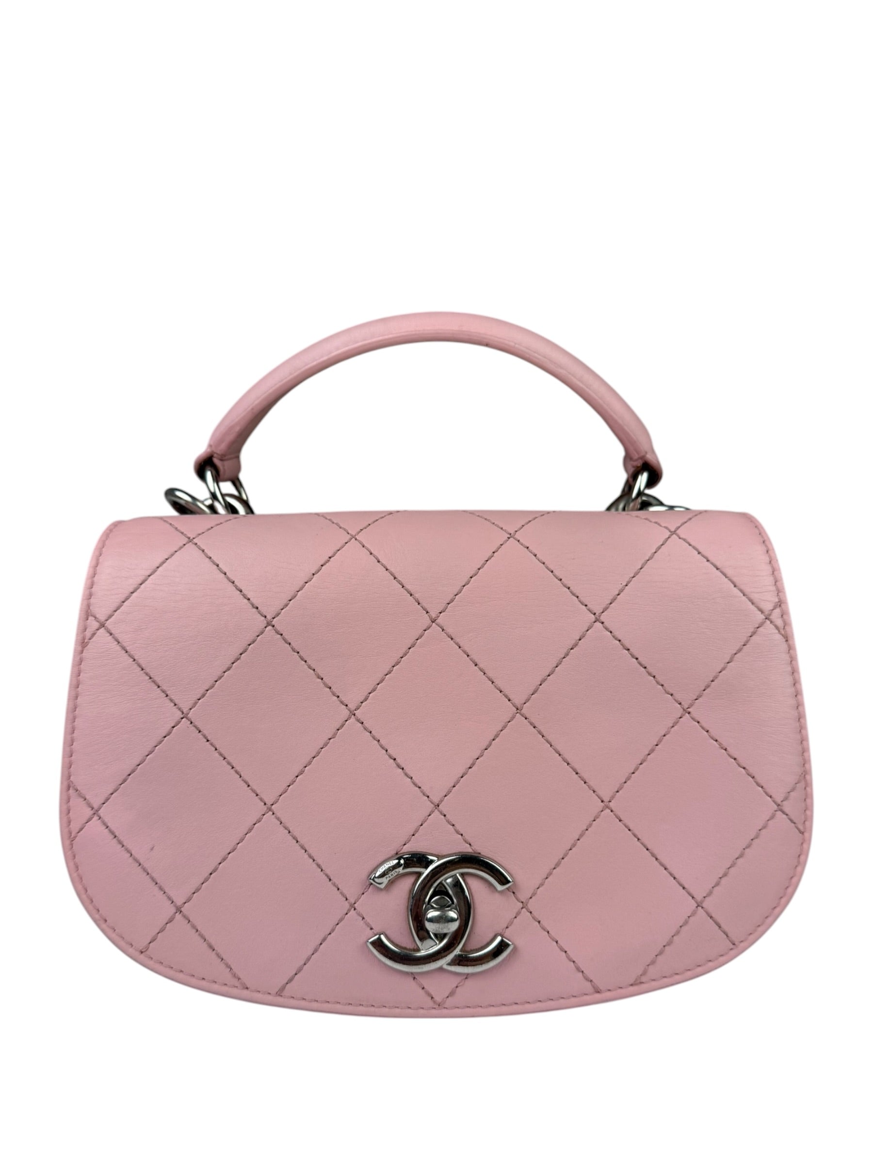 Chanel Pink Stitch Quilt Ring My Bag 2Way Flap 2017