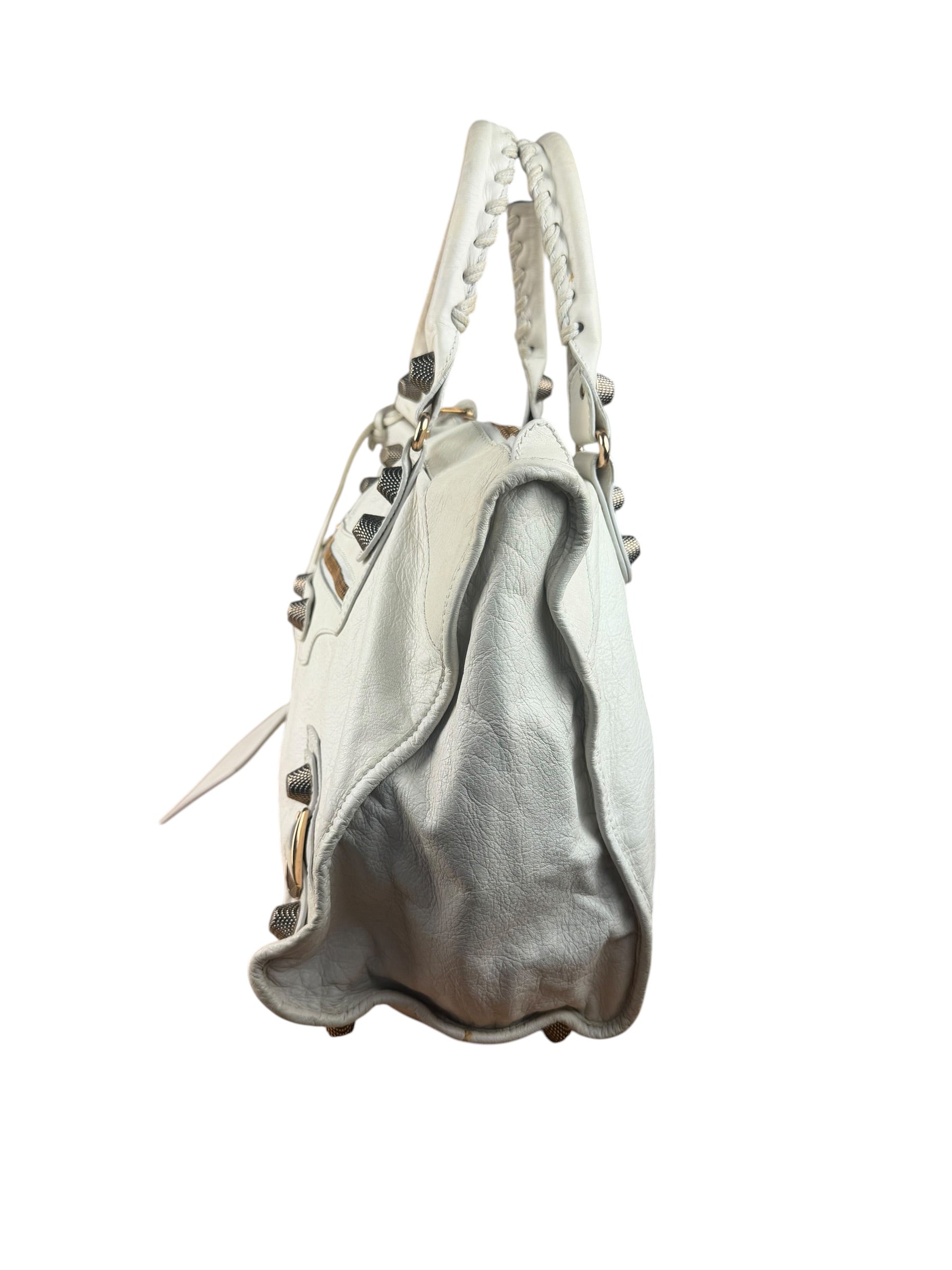 Balenciaga White Leather Giant 21 City Shoulder Bag