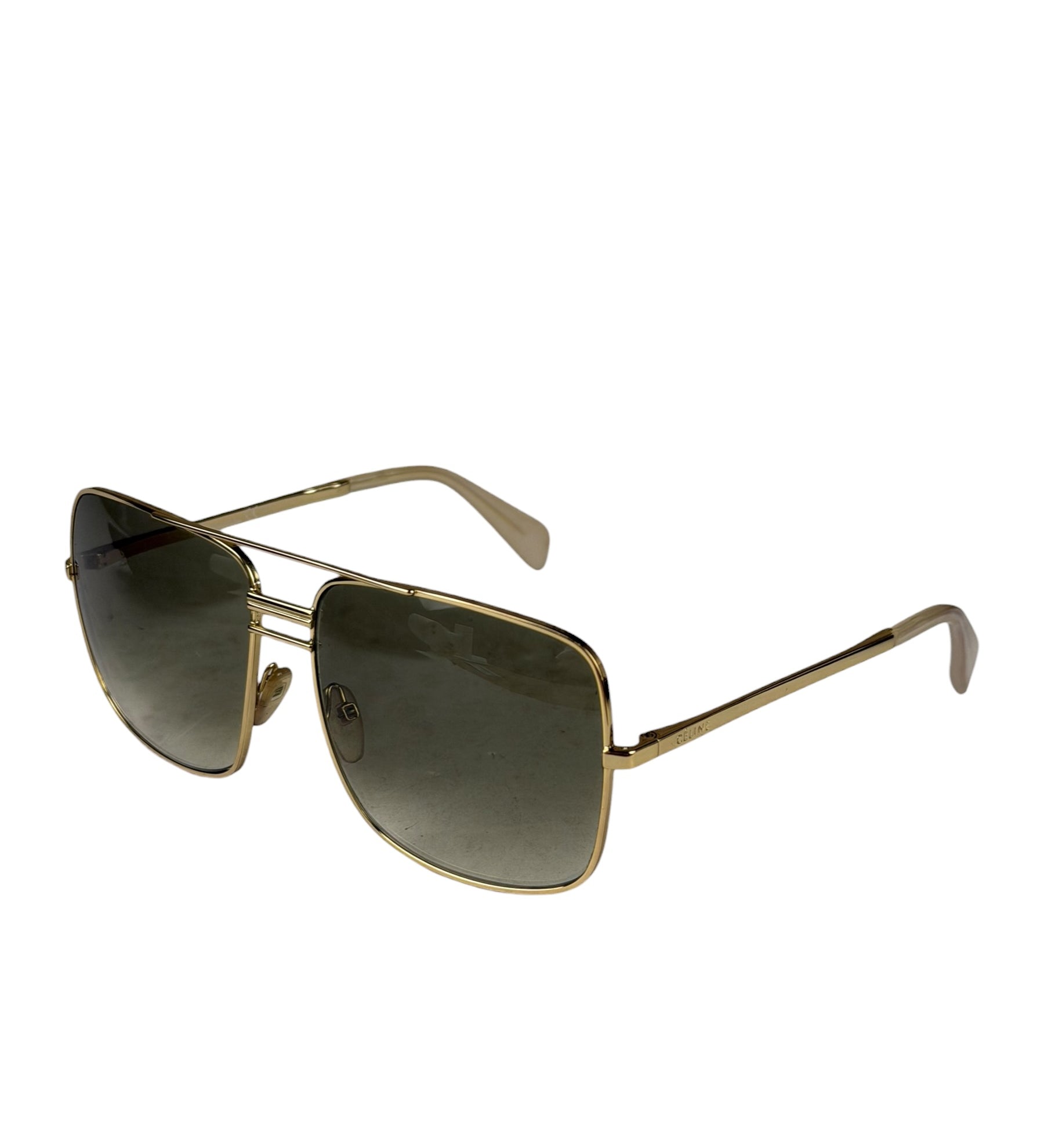 Celine Gold Tone Square Aviator Sunglasses CL41808/S