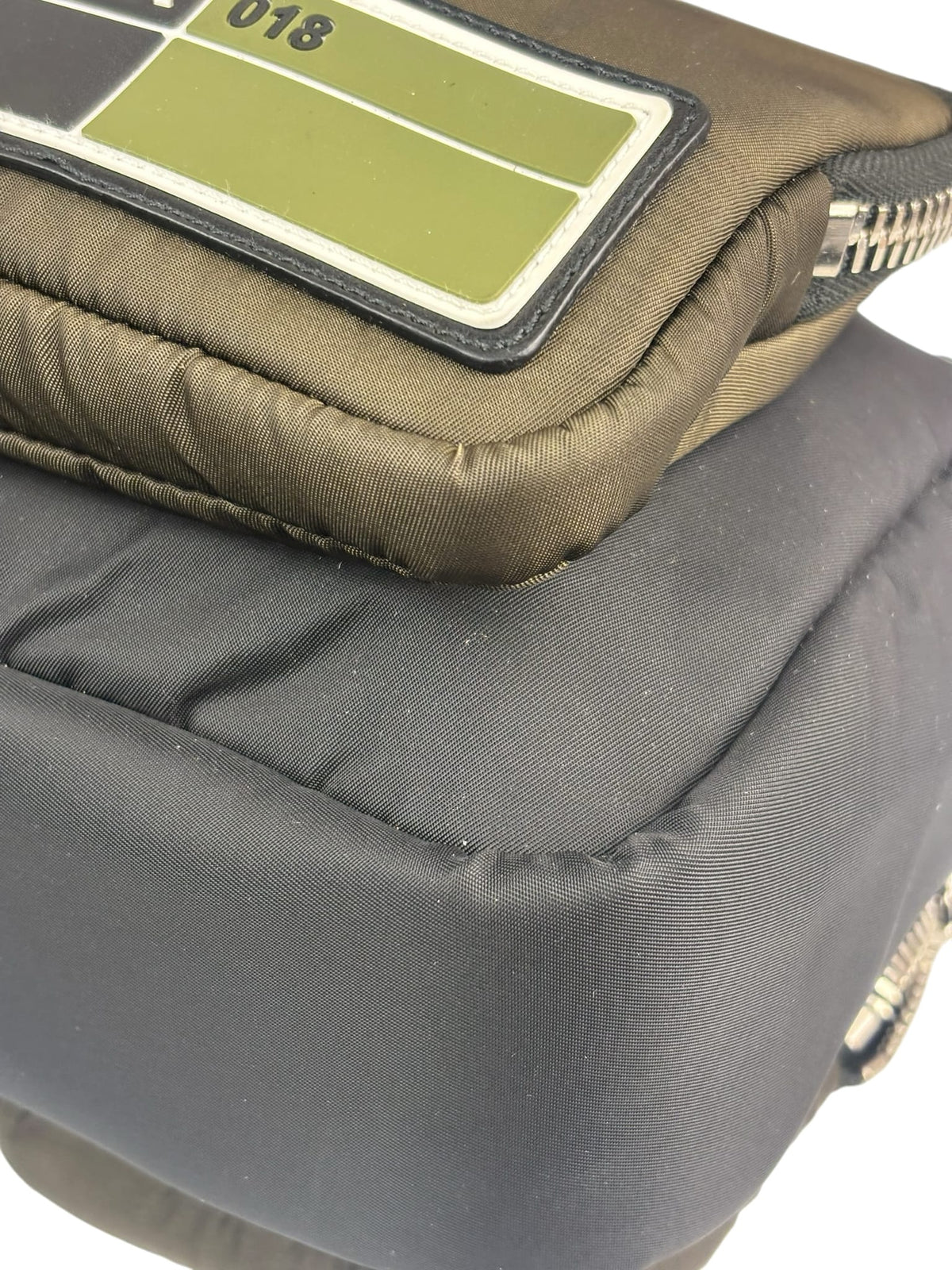 Prada Green/Black Tessuto Nylon Multi-Pocket Vanity Bag