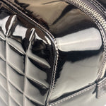 Chanel Black Leather Patent Chocolate Bar Bowler Hand Bag