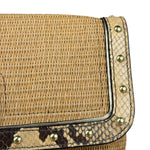 Coach Python-Trimmed Straw Natalie Wristlet