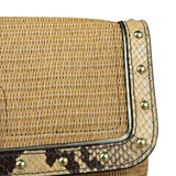 Coach Python-Trimmed Straw Natalie Wristlet