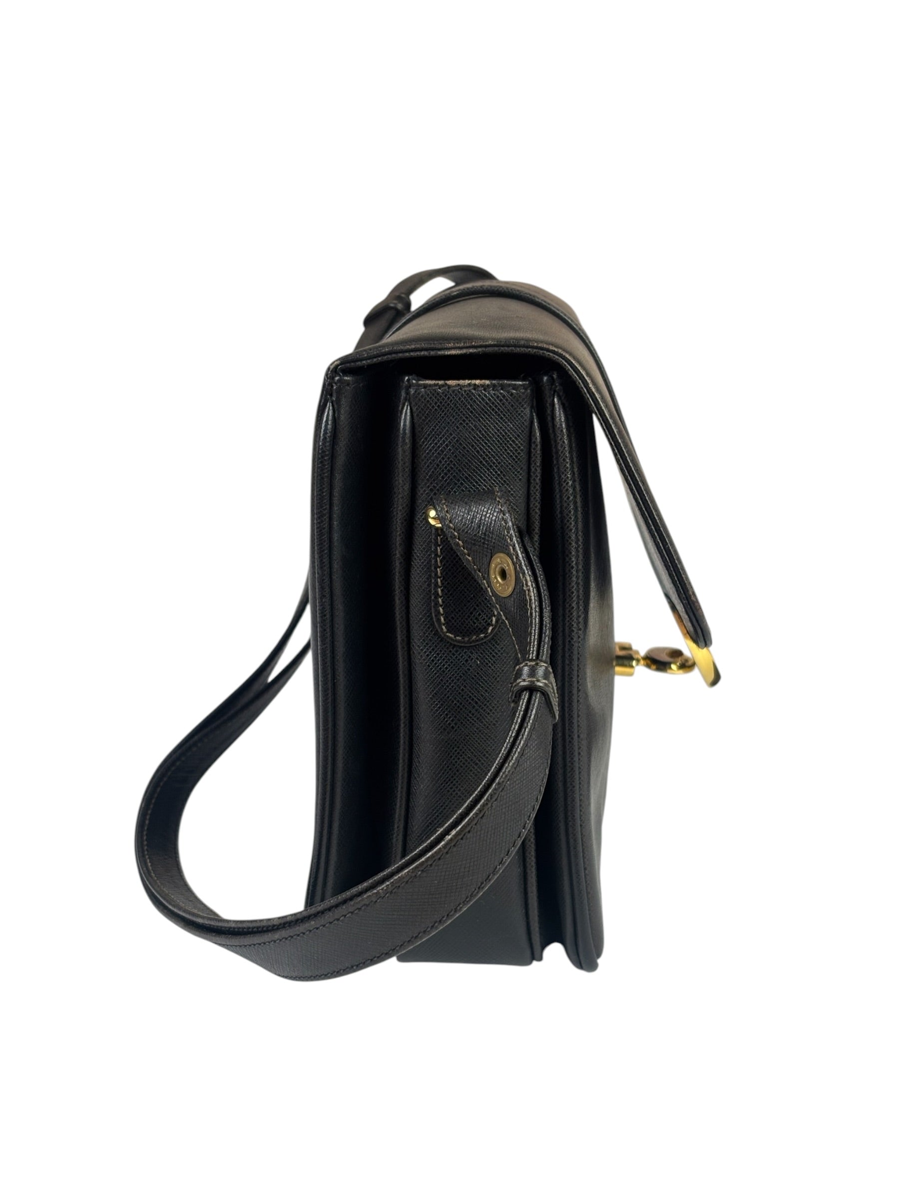 Gucci Black Leather Flap Bag