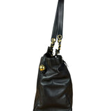 Chanel Black Quilted Leather Chain Shoulder Tote '94-'96
