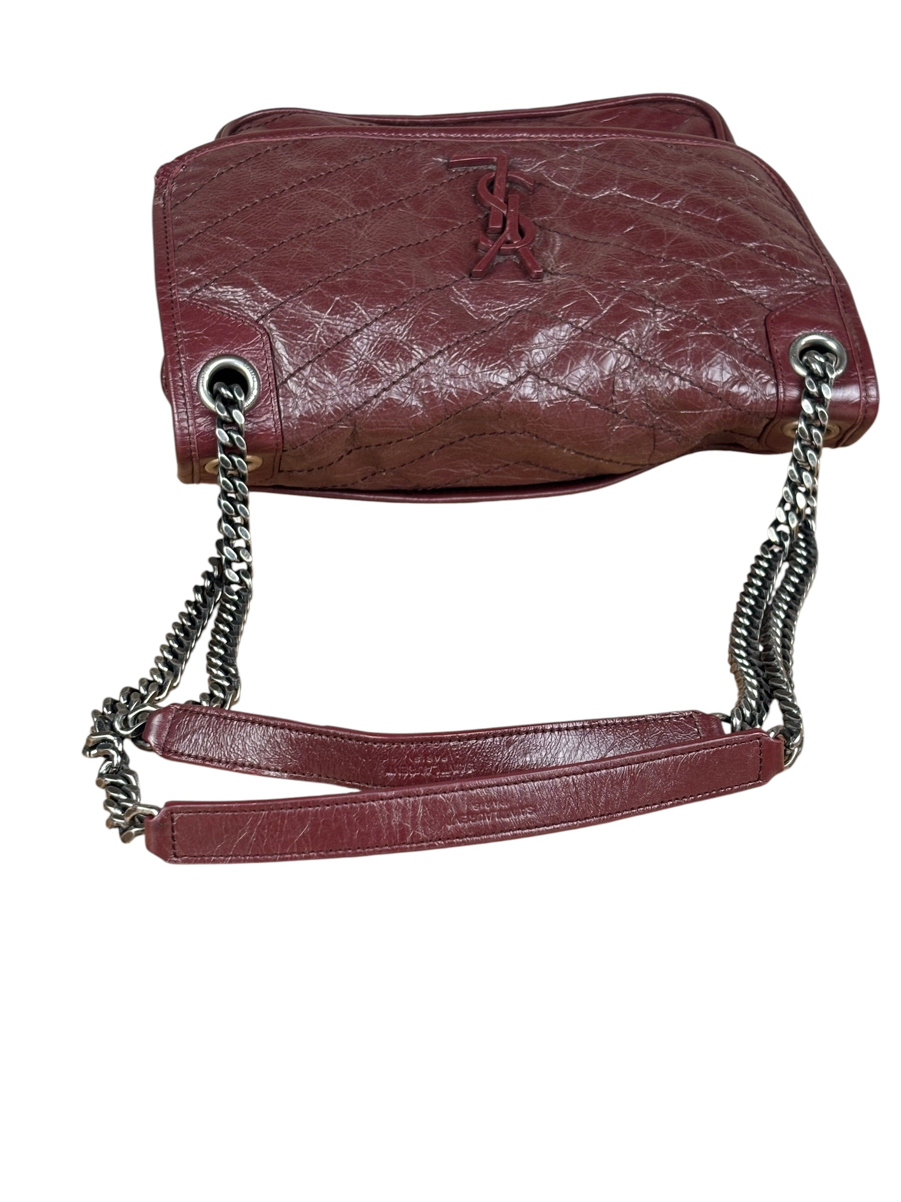 YSL Maroon Leather M Niki Shoulder Bag