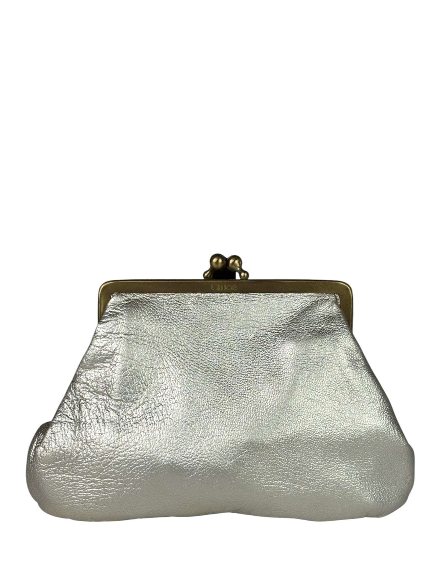Chloe Metallic Gold Leather Frame Clutch