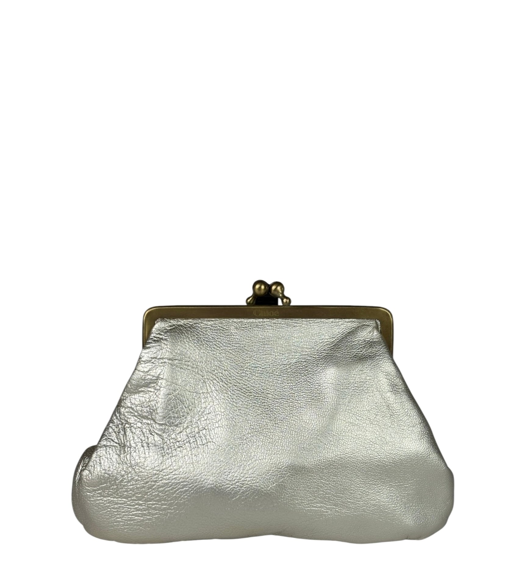 Chloe Metallic Gold Leather Frame Coin Pouch