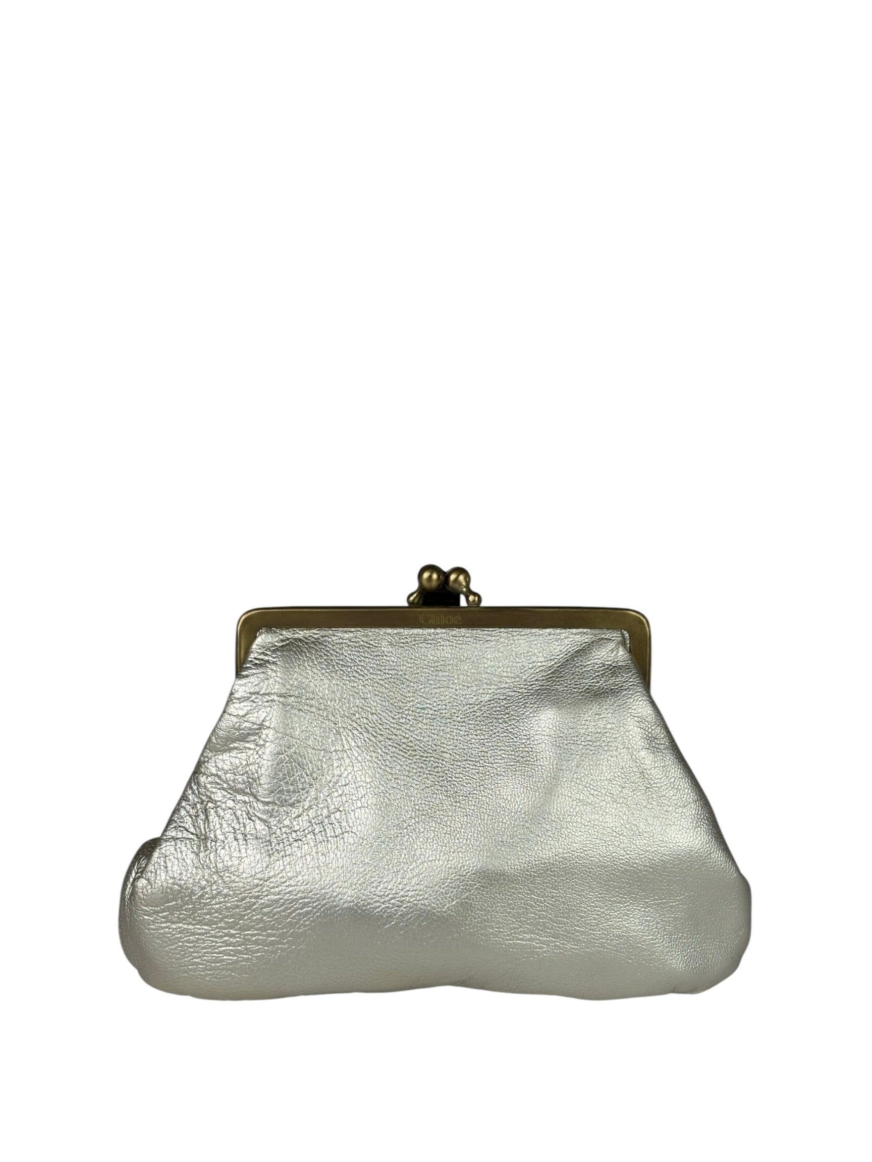 Chloe Metallic Gold Leather Frame Coin Pouch