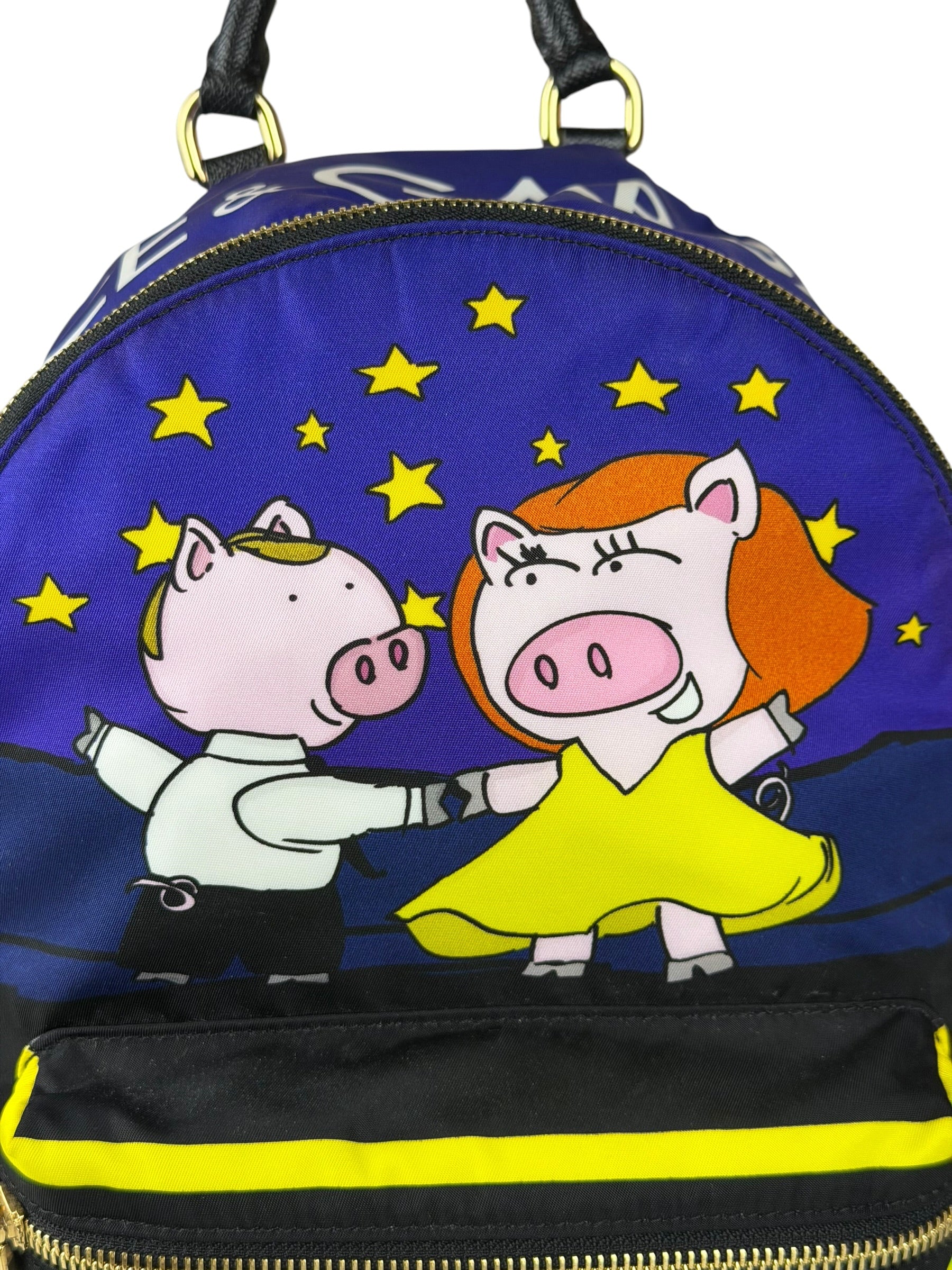 Dolce & Gabbana Multicolor Nylon Leather Trim Super Pig Cartoon Backpack