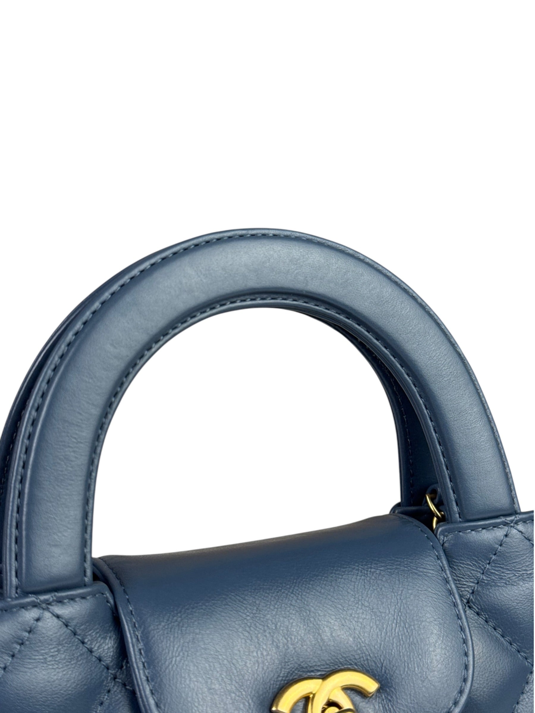 Chanel Blue Quilted Calfskin Nano Kelly Shopper Two-Way Bag 2023