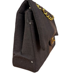Chanel Brown Vertical Stitch Two-Toned CC Double Flap Bag 90s