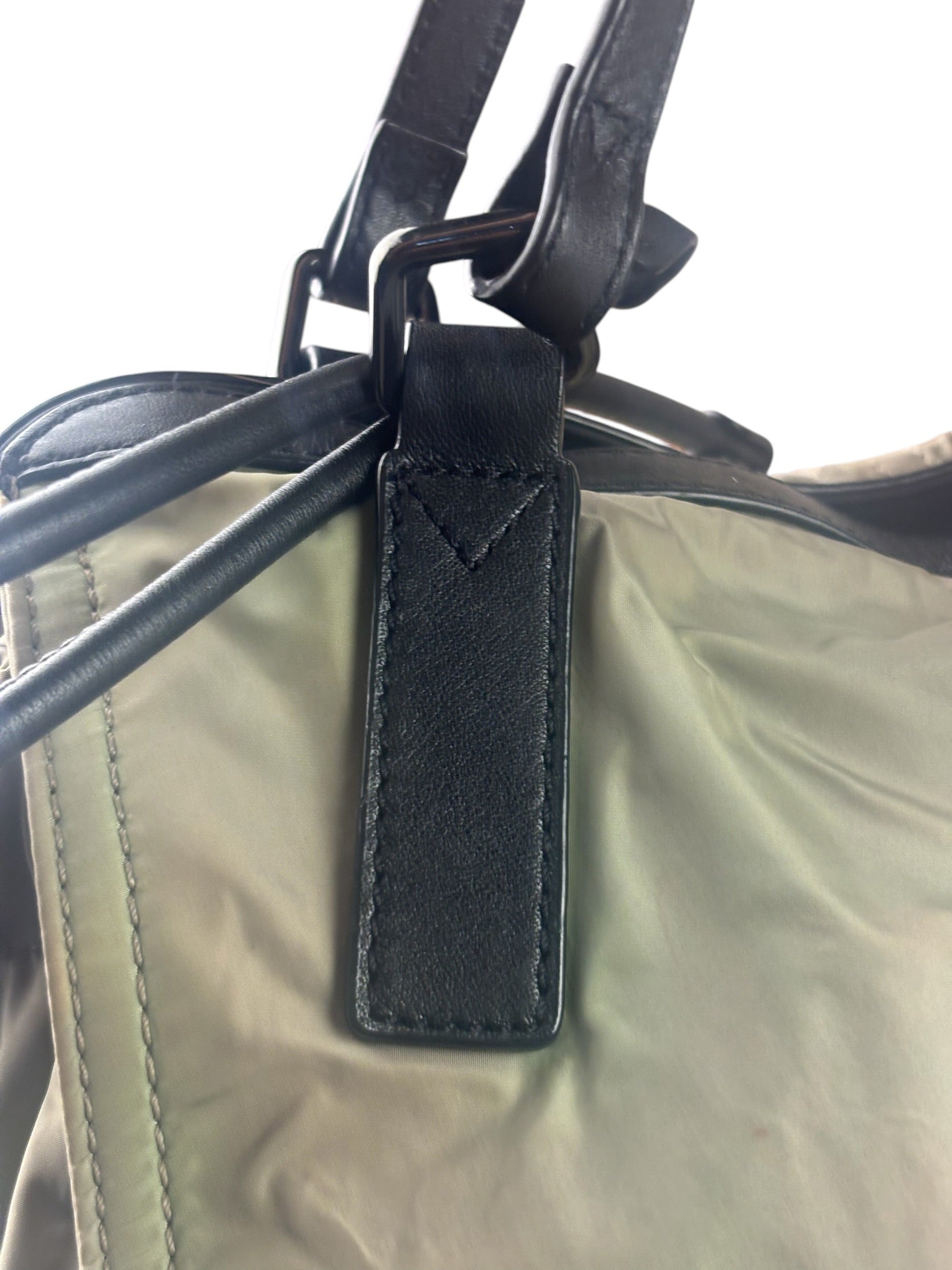 Burberry Geen Nylon/Leather Trim Buckleigh Tote Bag