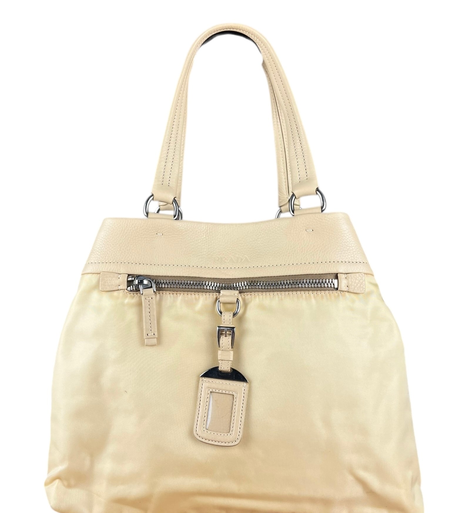 Prada Beige Nylon/Leather Shoulder Bag