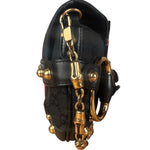 Gucci GG Black/Pink Canvas Horsebit Chain Shoulder Bag