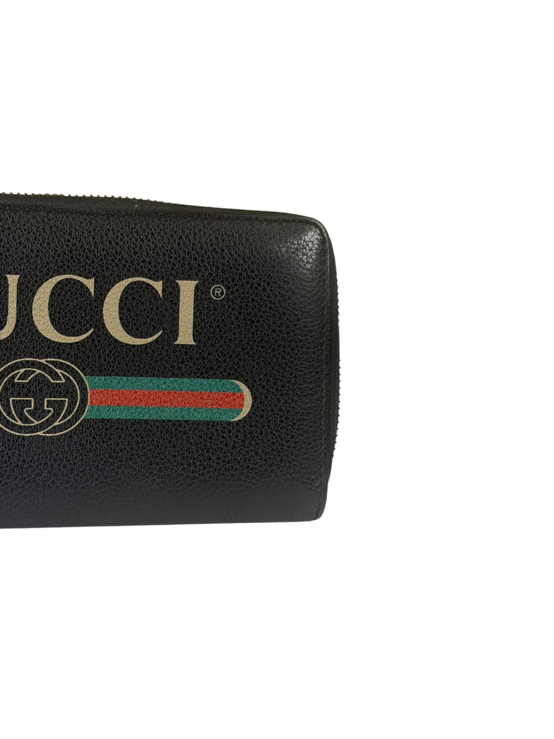 Gucci Black Leather Zip-Around Long Wallet