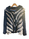 Vintage Black/Brown Fox Striped Fur Button Down Jacket