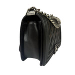 Chanel Black Leather Diamond Quilted Medium Boy Bag 2012