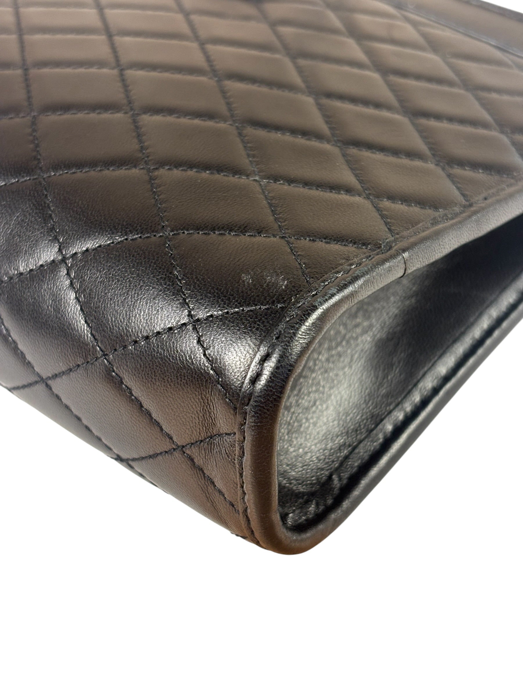 YSL Black Leather Baby Victoire Chain Clutch