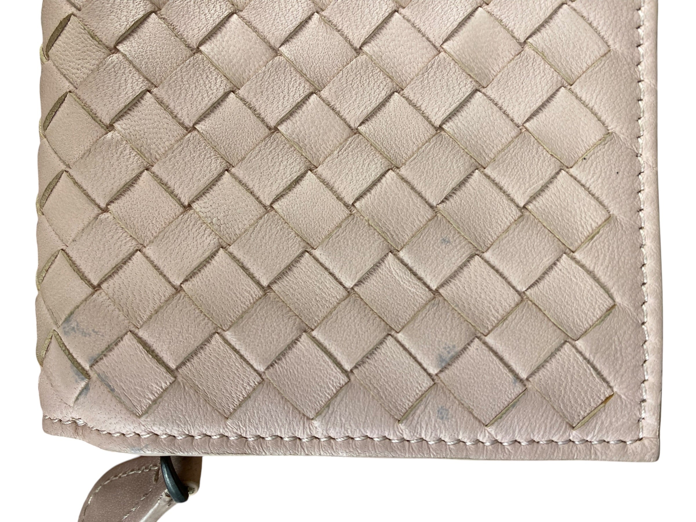 Bottega Veneta Intreccio Leather Wallet Light Pink