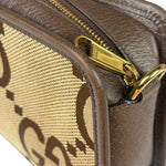 Gucci Brown Leather Trim Jumbo GG Mini Crossbody