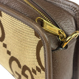 Gucci Brown Leather Trim Jumbo GG Mini Crossbody
