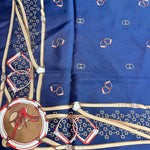 Gucci Navy Horseshoe Silk Scarf