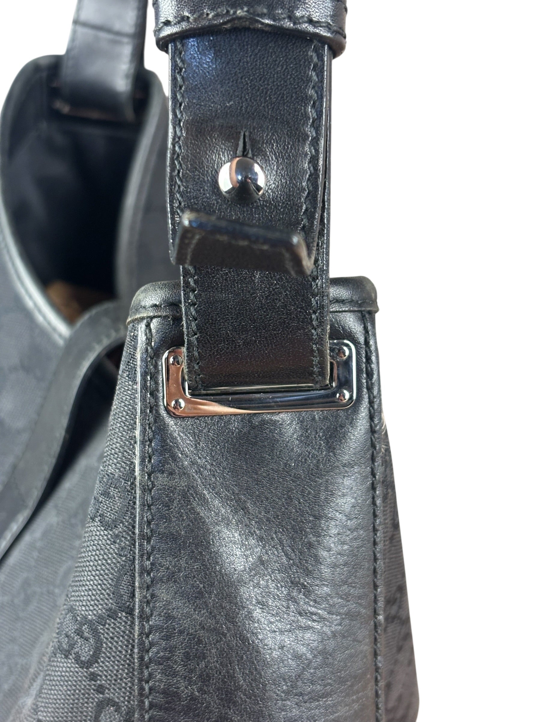 Gucci Trim Leather GG Monogram Jackie Hobo Shoulder Bag