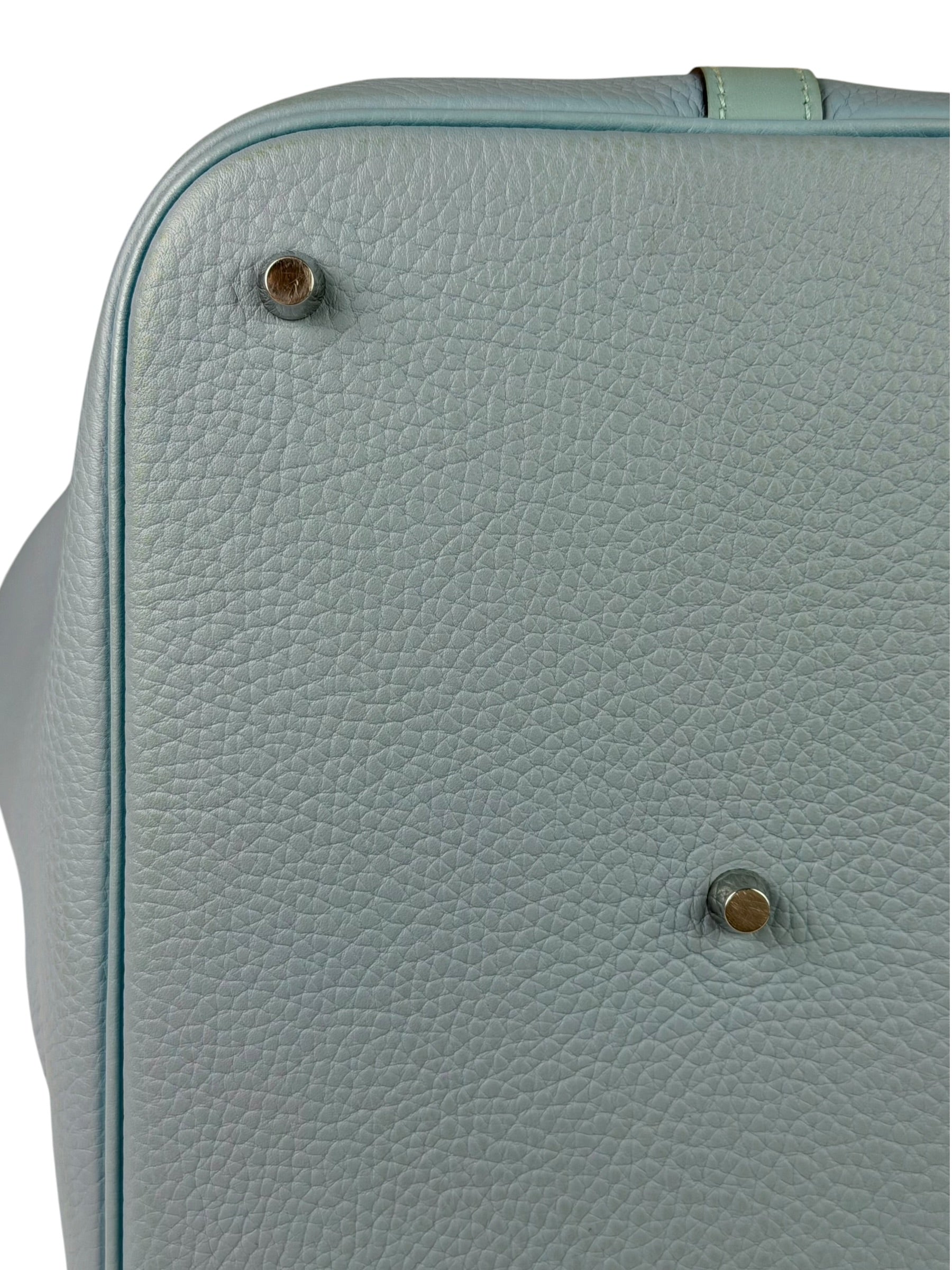 Hermes Blue Leather Picotin Lock 18 Bucket Bag