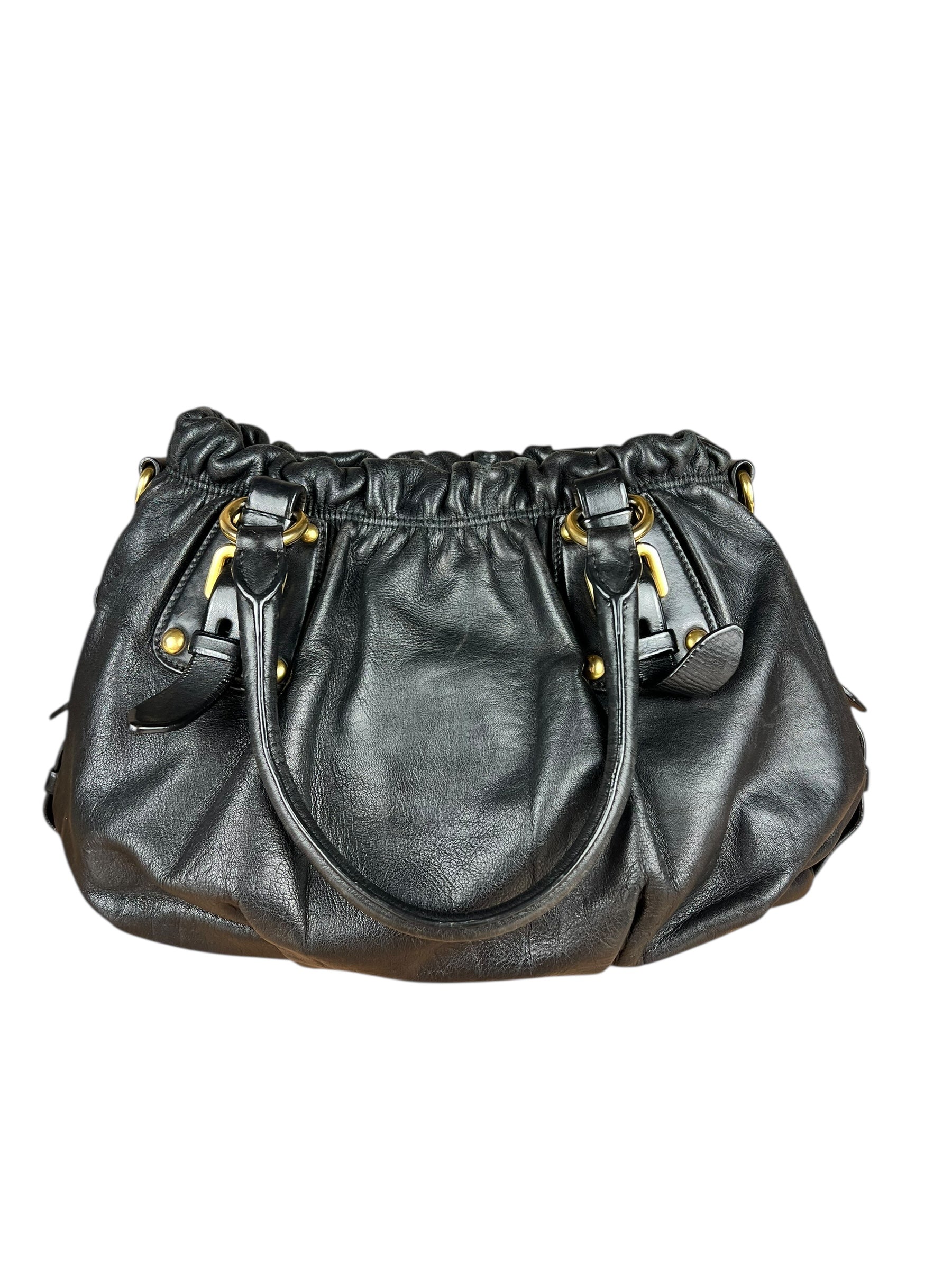 Prada Black Leather Vitello Daino Handbag