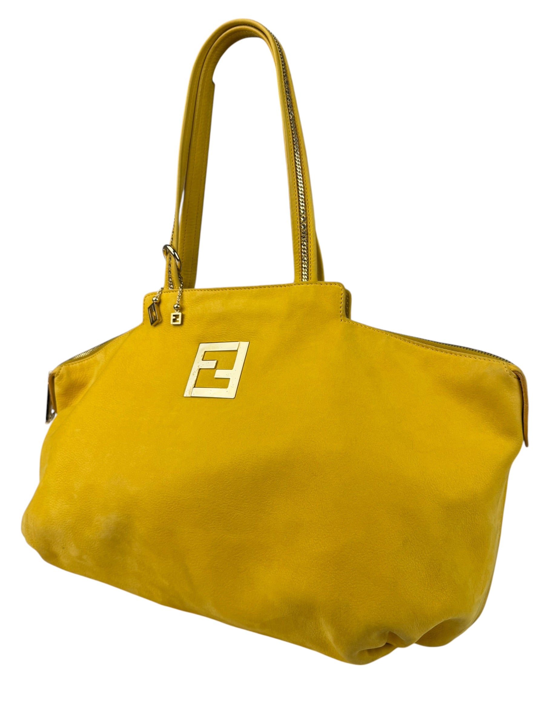 Fendi Yellow Leather Shoulder Bag