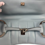 Gucci Blue Leather Horsebit Chain Shoulder Bag