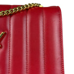 Saint Laurent Red Quilted Leather Vicky Flap Shoulder Bag
