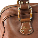 Gucci Tan Brown Leather Bamboo Handle Boston Bag