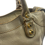 Balenciaga Gris Taupe Leather Mini Metallic Edge City Two-Way Bag