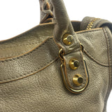 Balenciaga Gris Taupe Leather Mini Metallic Edge City Two-Way Bag