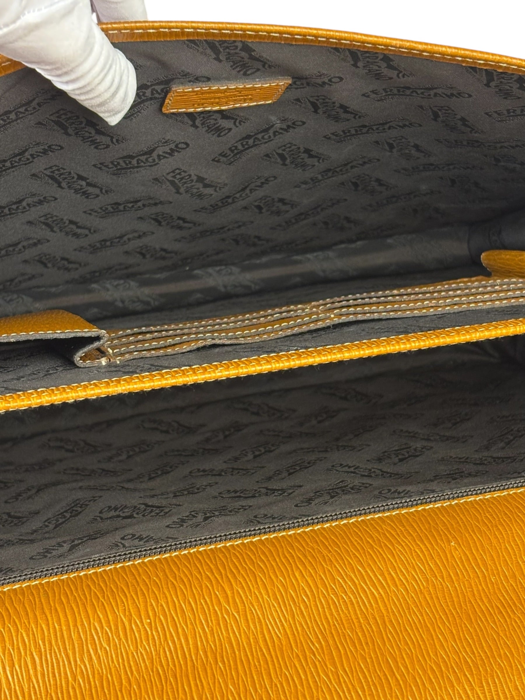 Salvatote Ferragamo Brown Leather Flap Briefcase