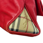 Burberry Red Leather Haymarket Check Shoulder Bag