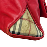 Burberry Red Leather Haymarket Check Shoulder Bag