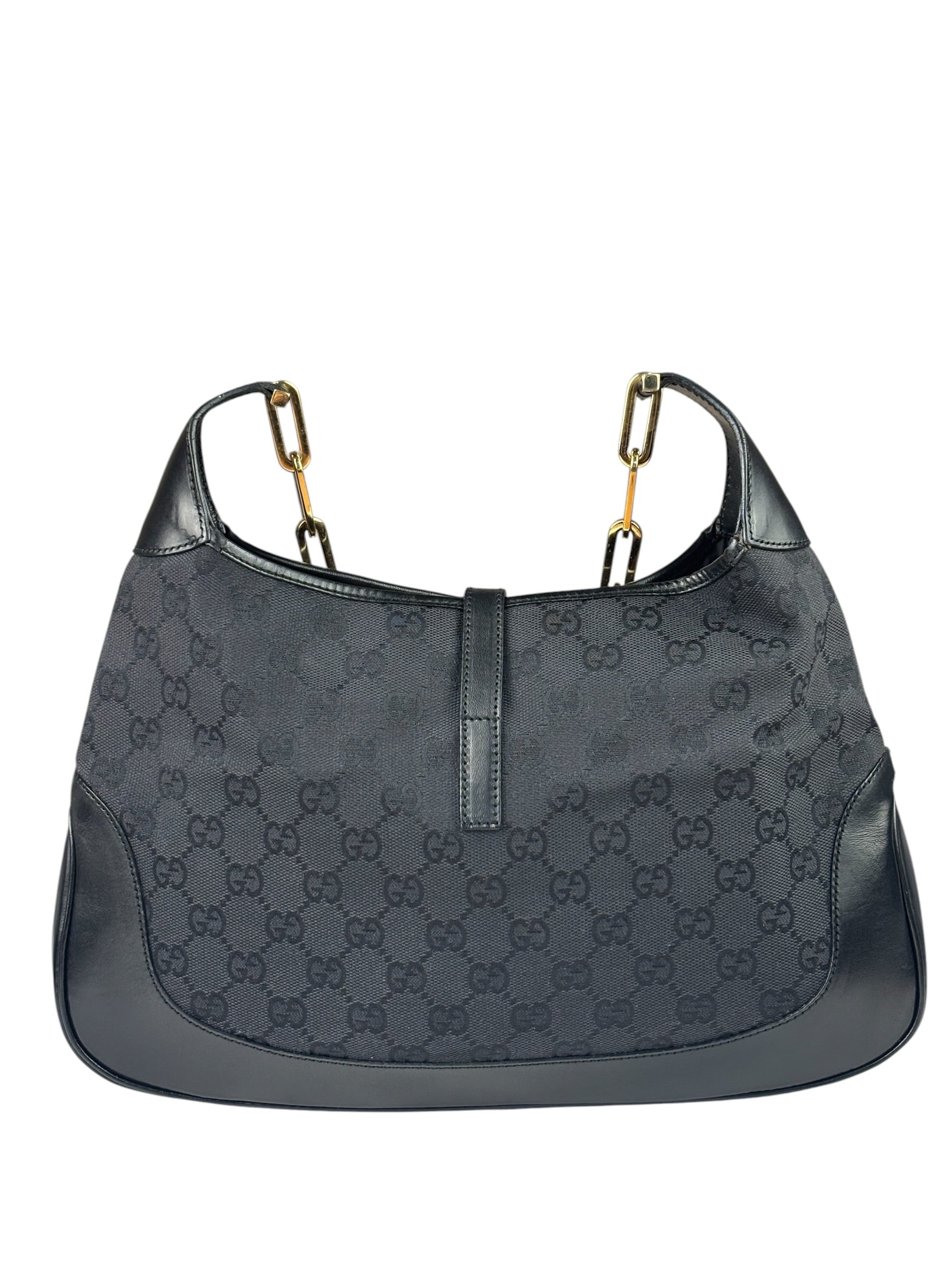 Gucci Black/Grey Leather Trim Jackie Hobo Bag