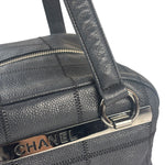 Chanel Navy Chocolate Bar Square Quilt LAX Bowler Bag 2004
