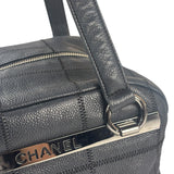 Chanel Navy Chocolate Bar Square Quilt LAX Bowler Bag 2004