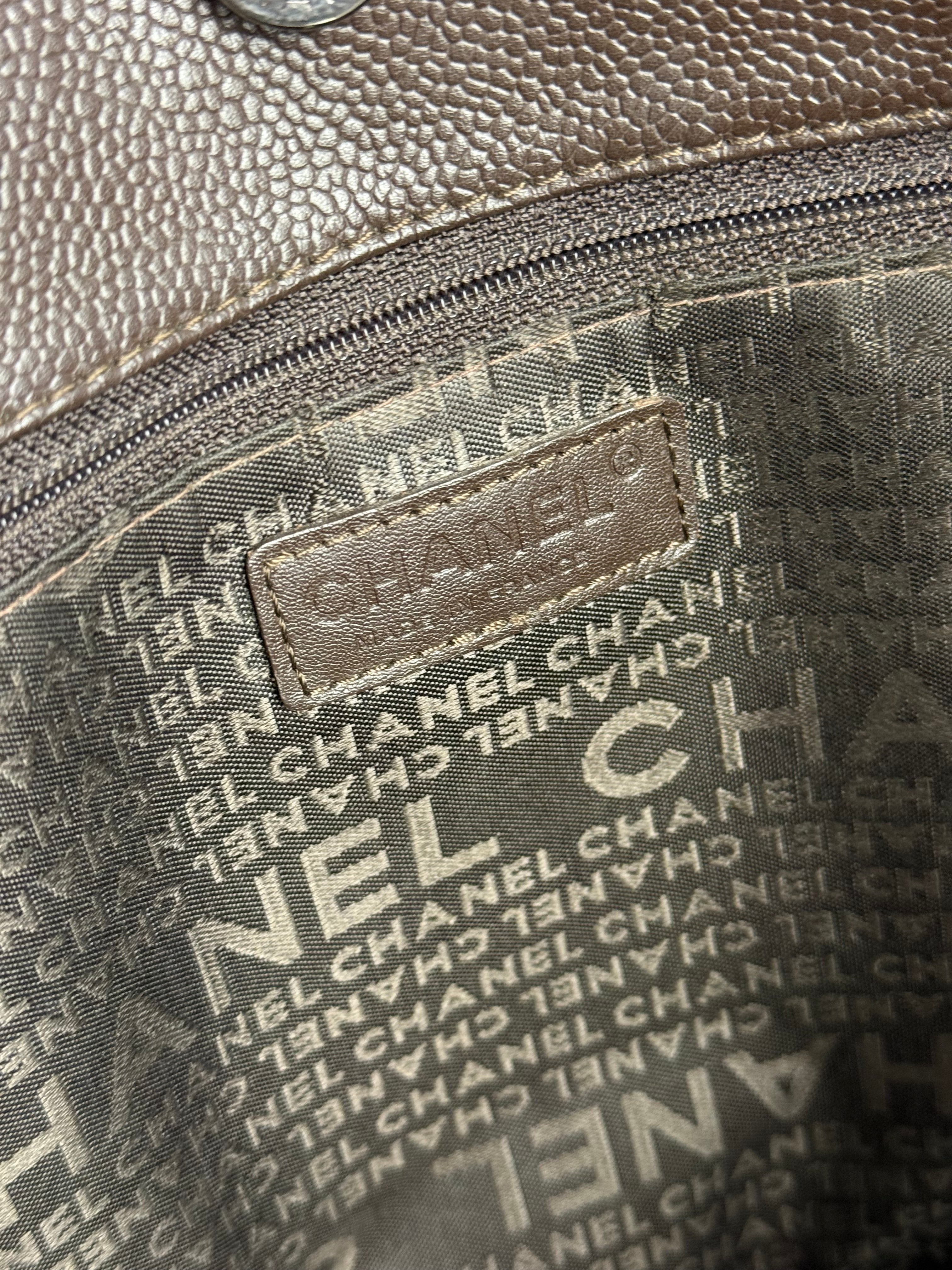 Chanel Brown Leather Chocolate Bar Tote 2004