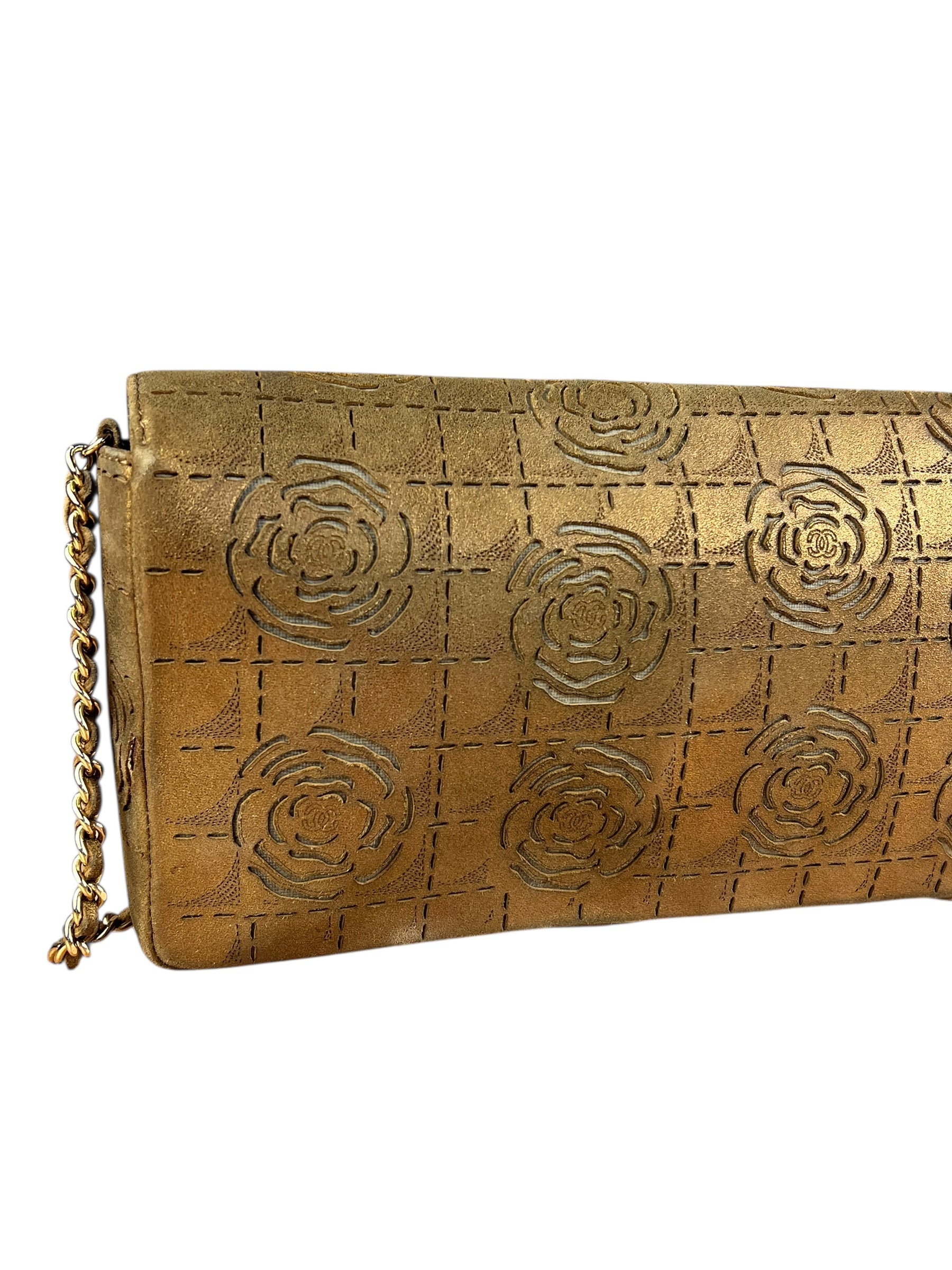 Chanel 2002 Gold Retro Tale East West Chain Flap