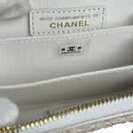 Chanel White Tweed Quilted Bow Wallet On Chain