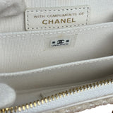 Chanel White Tweed Quilted Bow Wallet On Chain