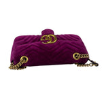 Gucci Magenta Velvet Marmont Matelasse Shoulder Bag